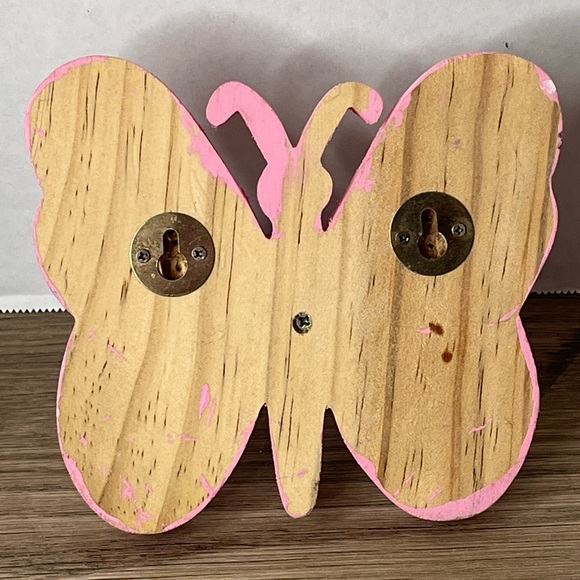 Vintage Y2K Pastel Hand-painted Wooden Butterfly Coat Hook - Picture 3 of 4